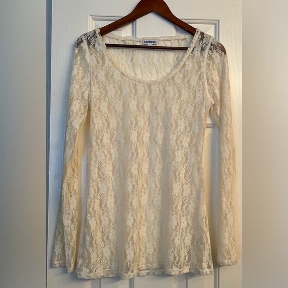Express Blouse Beige transparent Size M - Picture 1 of 8